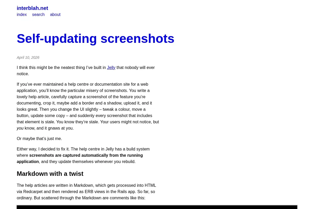 Self-updating screenshots