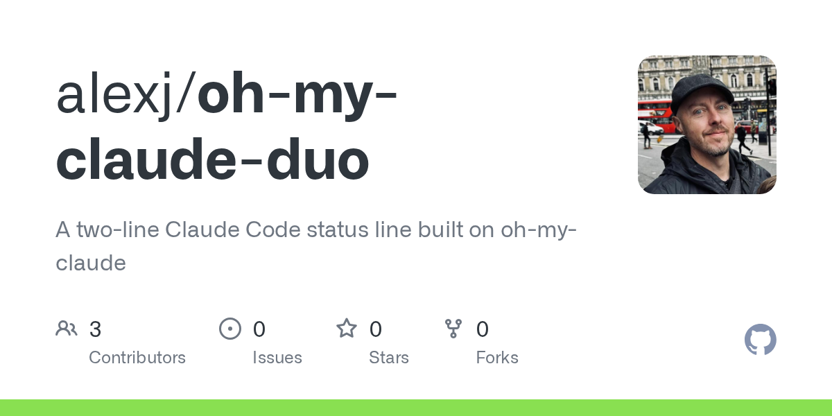 oh-my-claude-duo: A two-line Claude Code status line